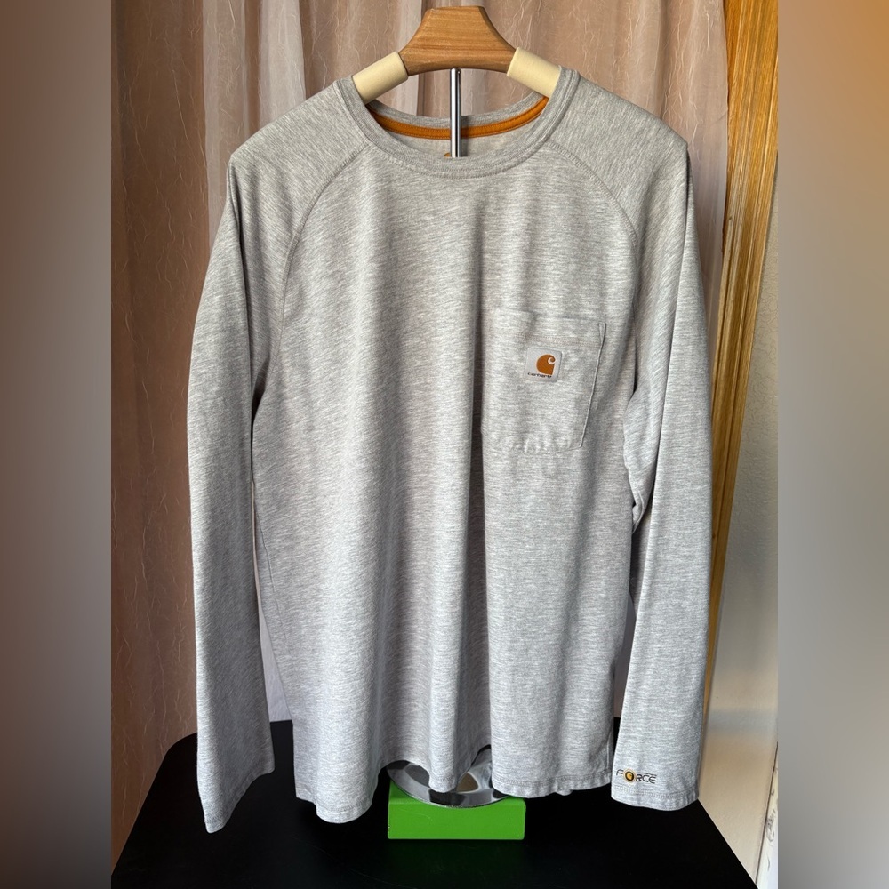 Carhartt Men’s Relaxed Fit Long-Sleeve T-Shirt-Size: L-Color: Gray-Preowned, EUC